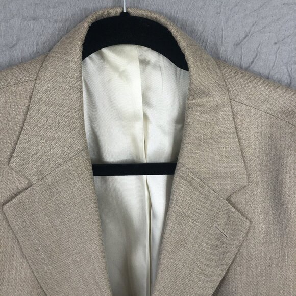 Oscar De La Renta Blazer Mens 46R  Cream Silk Wool Sport Coat Jacket Career - Picture 6 of 16